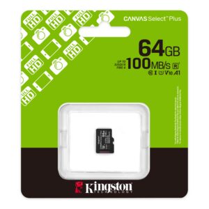 Kingston 64GB Canvas Select Plus MicroSDXC Memory Card, Class 10 A1 UHS-I U1 100MB/s Read